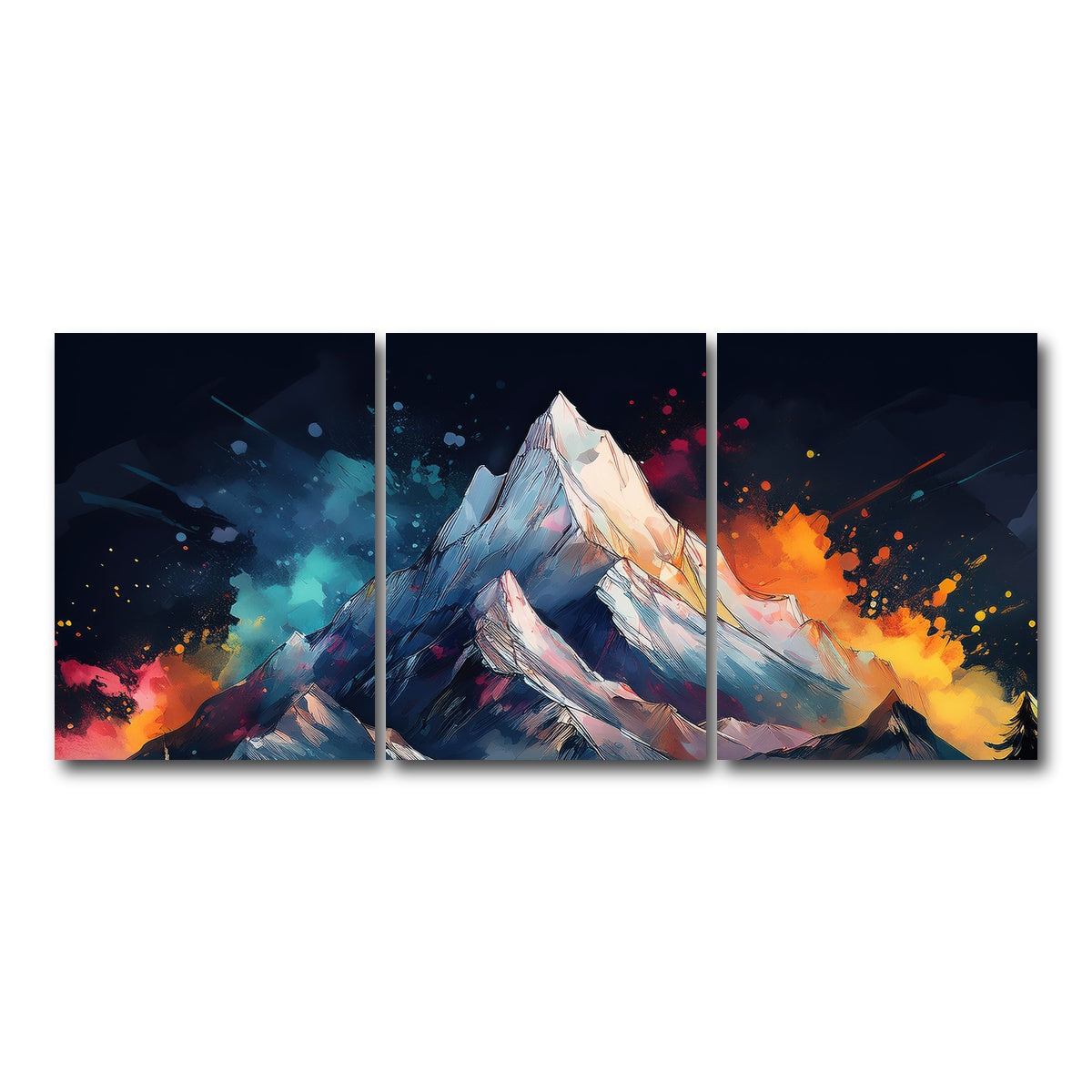 AUTO-MOCKUP WHITE | Dark Colored Mountain | 3 Piece | Gallery Wrap Canvas | group=18x24