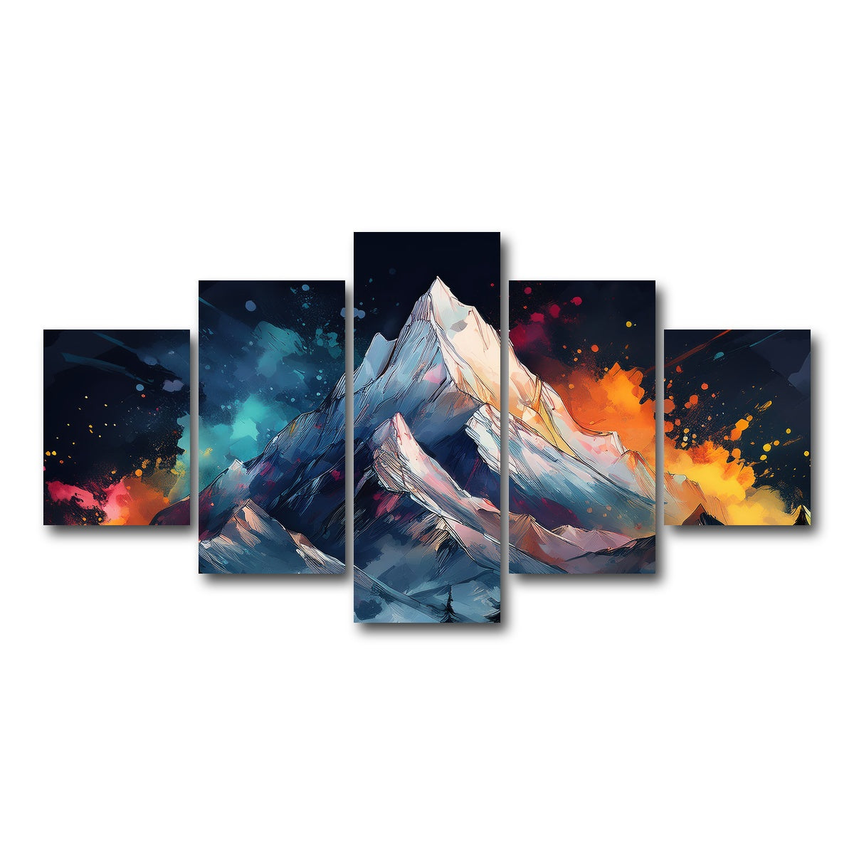 AUTO-MOCKUP WHITE | Dark Colored Mountain | 5 Piece | Gallery Wrap Canvas | group=5_short