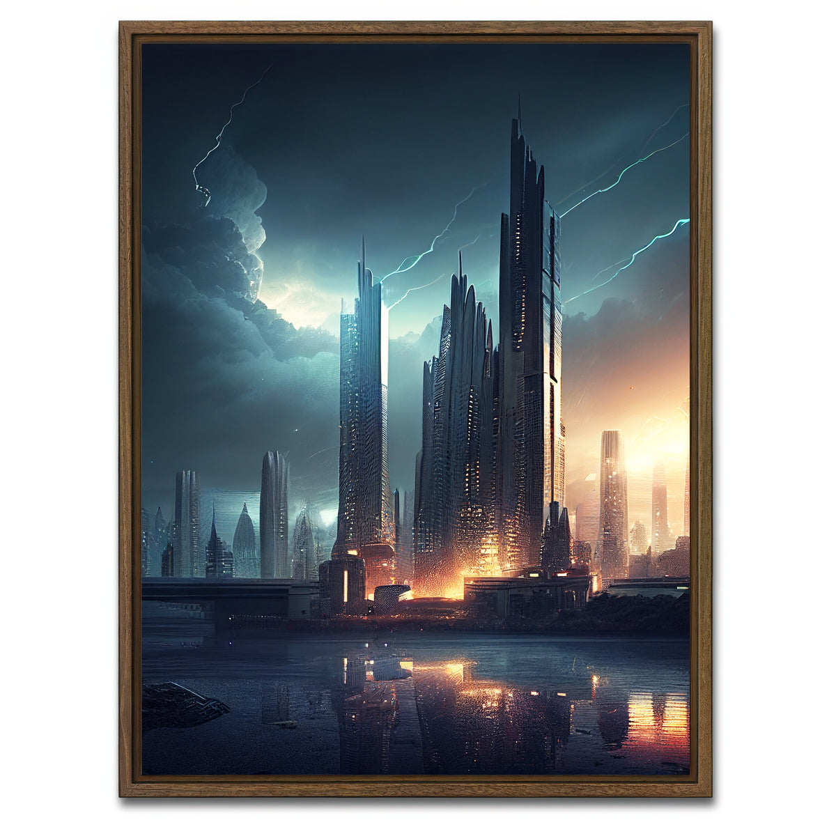 AUTO-MOCKUP WHITE | Dark Storm Over Europa | 1 Piece | Walnut Framed Canvas | group=3x4