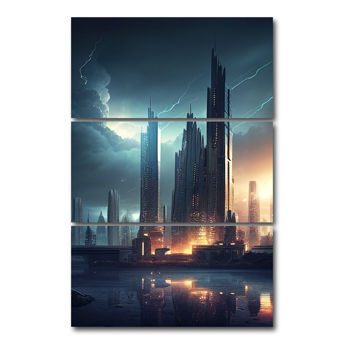 AUTO-MOCKUP WHITE | Dark Storm Over Europa | 3 Piece | Gallery Wrap Canvas | group=12x24_stacked
