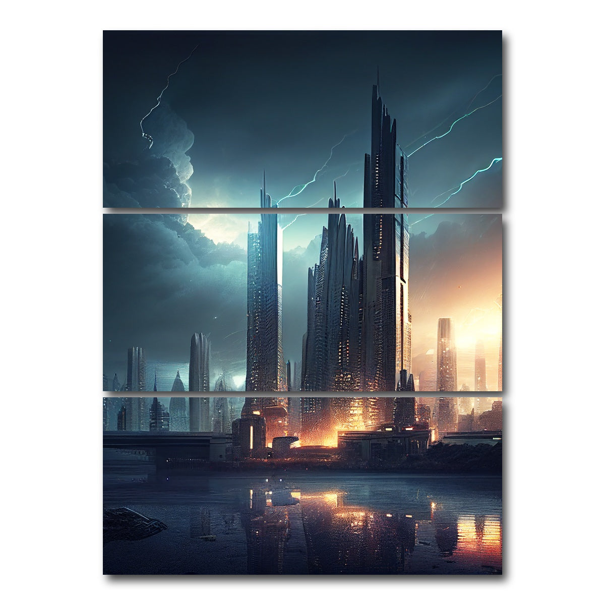 AUTO-MOCKUP WHITE | Dark Storm Over Europa | 3 Piece | Gallery Wrap Canvas | group=8x18_stacked
