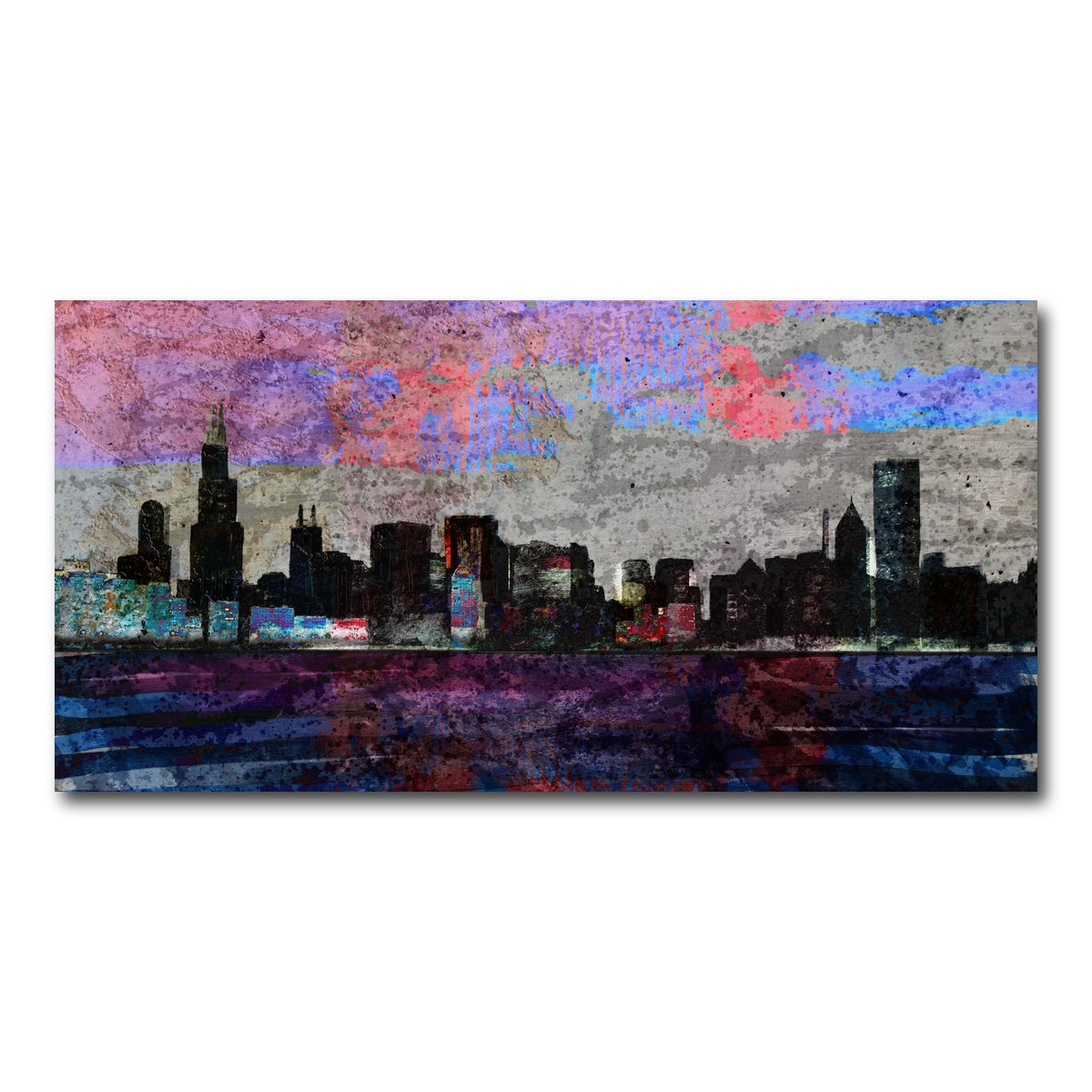 AUTO-MOCKUP WHITE | Dark chicago skyline | 1 Piece | Gallery Wrap Canvas | group=2x1