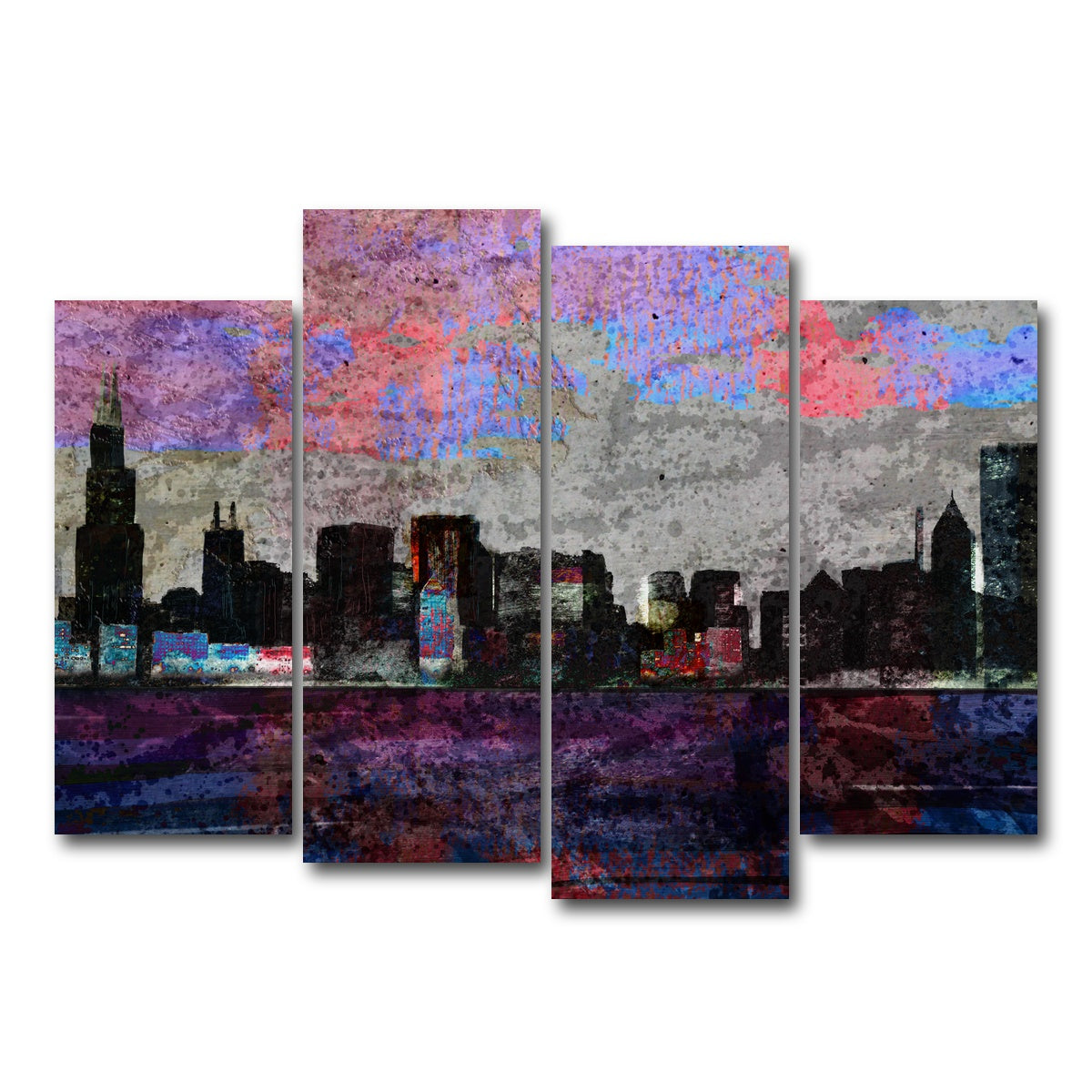 AUTO-MOCKUP WHITE | Dark chicago skyline | 4 Piece | Gallery Wrap Canvas | group=4_normal