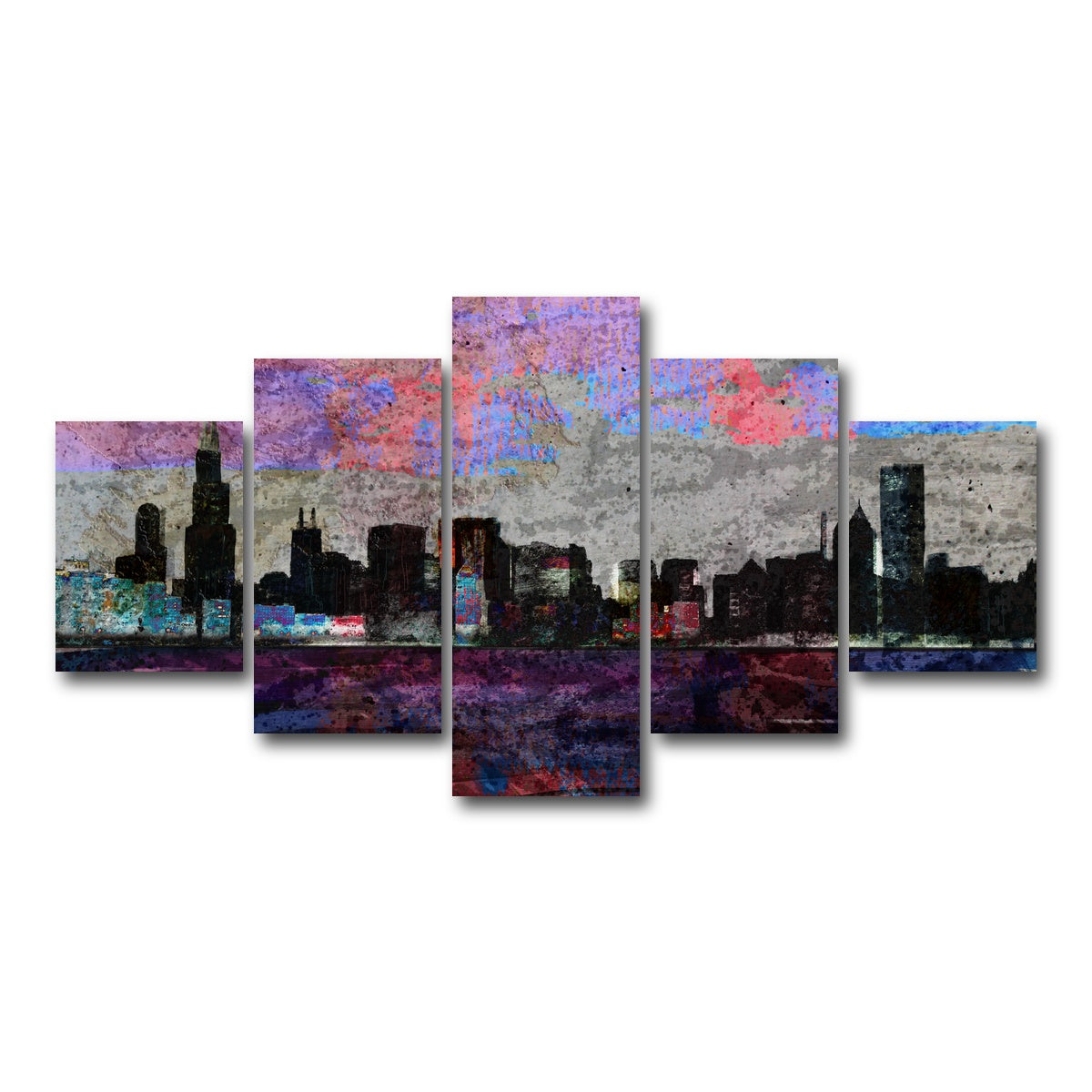 AUTO-MOCKUP WHITE | Dark chicago skyline | 5 Piece | Gallery Wrap Canvas | group=5_short