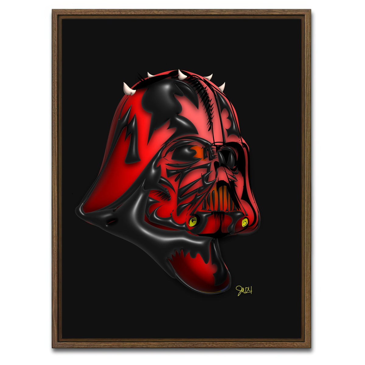 AUTO-MOCKUP WHITE | Darth Vader Maul | 1 Piece | Walnut Framed Canvas | group=3x4