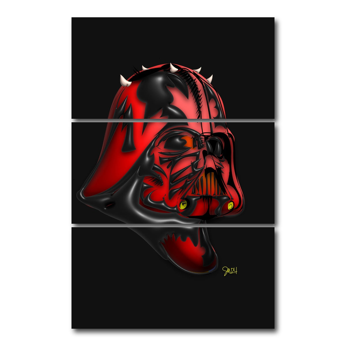 AUTO-MOCKUP WHITE | Darth Vader Maul | 3 Piece | Gallery Wrap Canvas | group=12x24_stacked