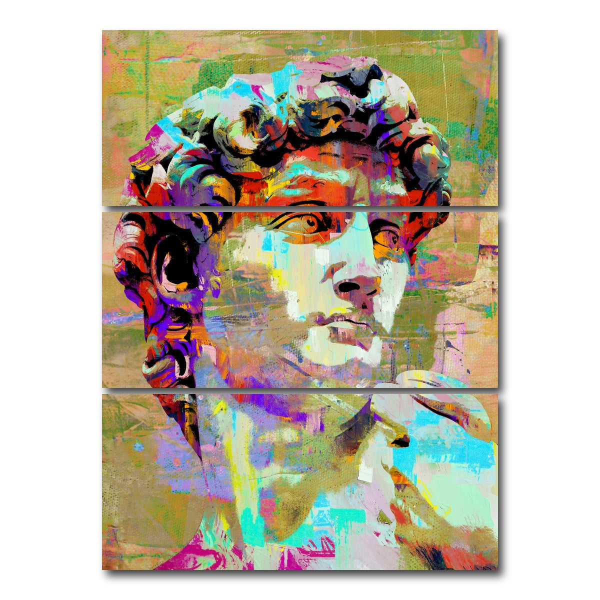 AUTO-MOCKUP WHITE | David of Michelangelo | 3 Piece | Gallery Wrap Canvas | group=8x18_stacked