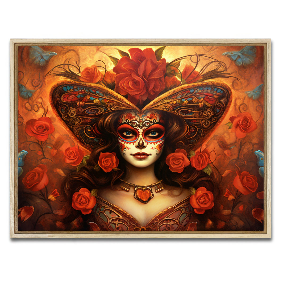 AUTO-MOCKUP WHITE | Day of the Dead Art | 1 Piece | Natural Framed Canvas | group=4x3