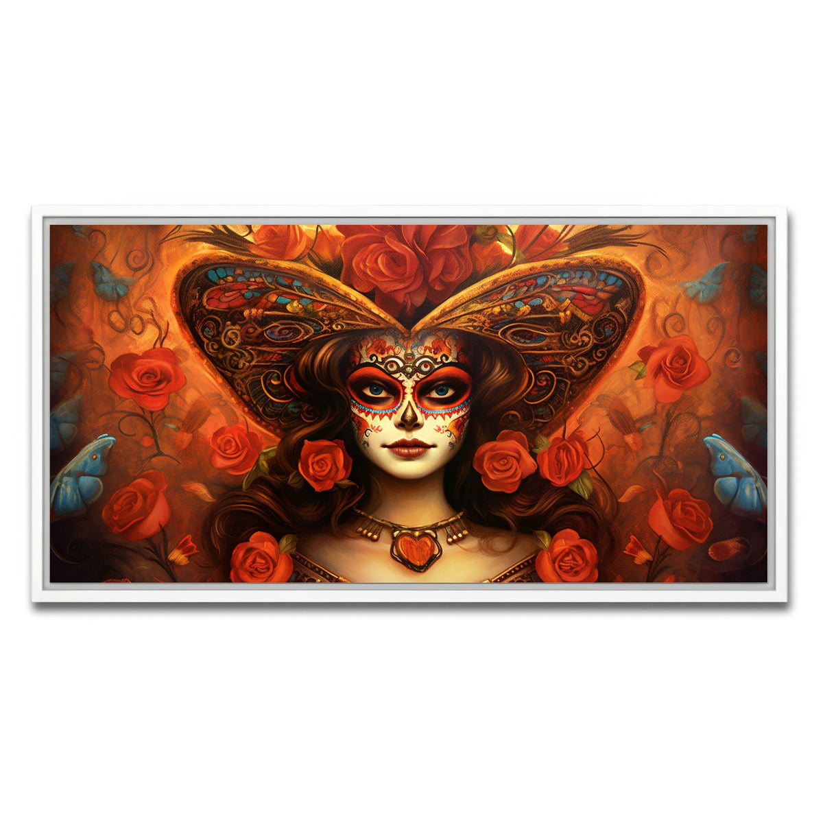 AUTO-MOCKUP WHITE | Day of the Dead Art | 1 Piece | White Framed Canvas | group=2x1