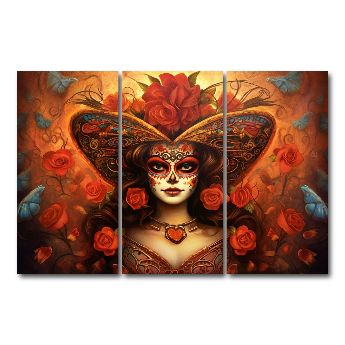 AUTO-MOCKUP WHITE | Day of the Dead Art | 3 Piece | Gallery Wrap Canvas | group=12x24