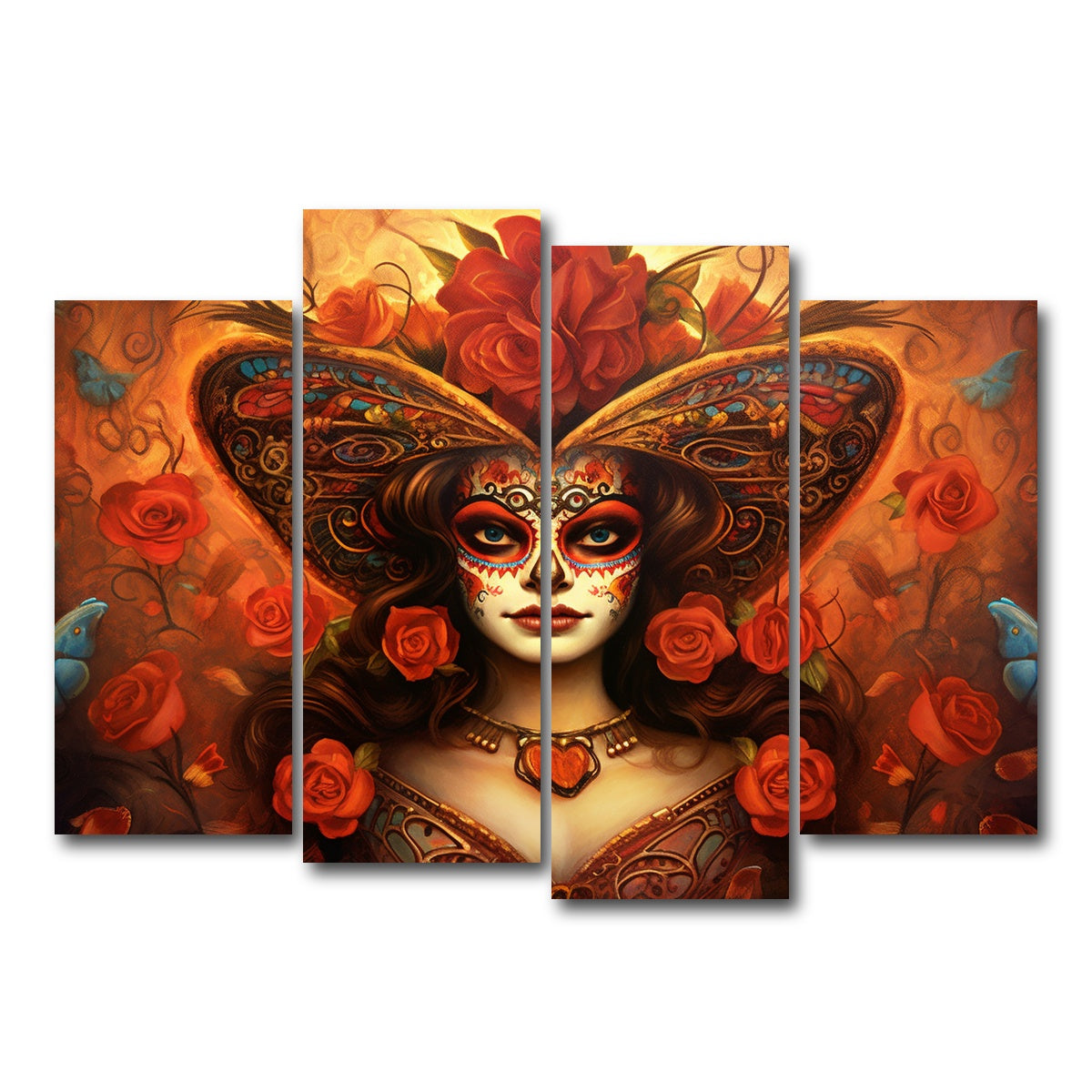AUTO-MOCKUP WHITE | Day of the Dead Art | 4 Piece | Gallery Wrap Canvas | group=4_normal