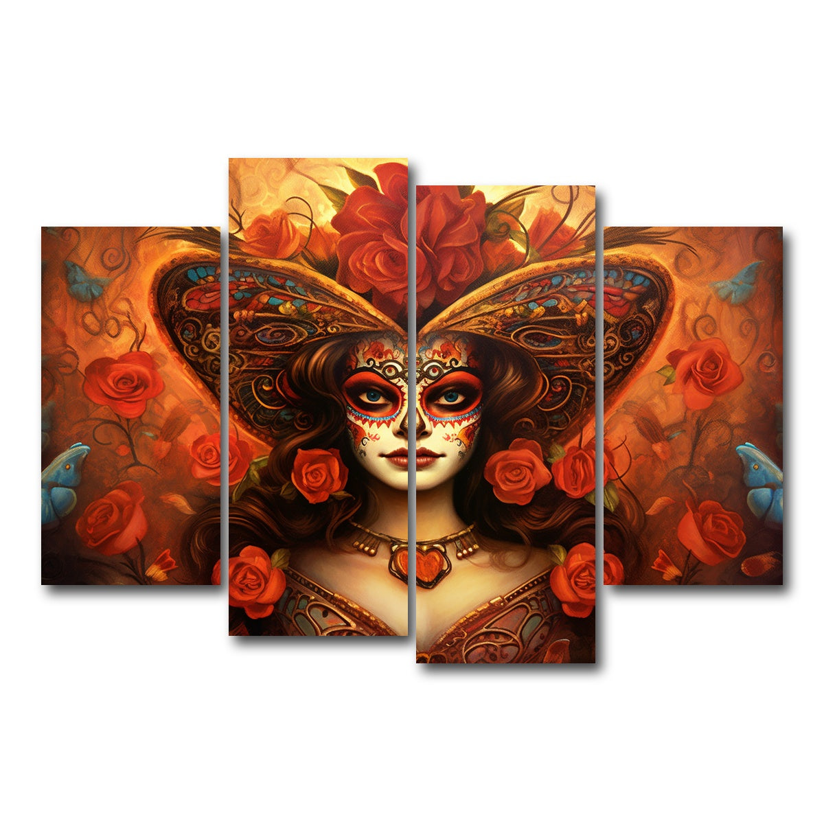 AUTO-MOCKUP WHITE | Day of the Dead Art | 4 Piece | Gallery Wrap Canvas | group=4_short