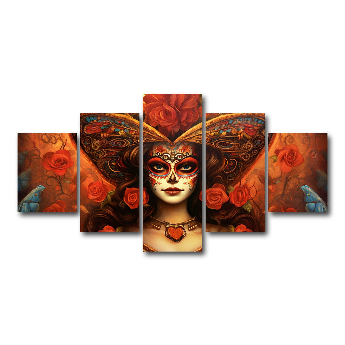 AUTO-MOCKUP WHITE | Day of the Dead Art | 5 Piece | Gallery Wrap Canvas | group=5_short