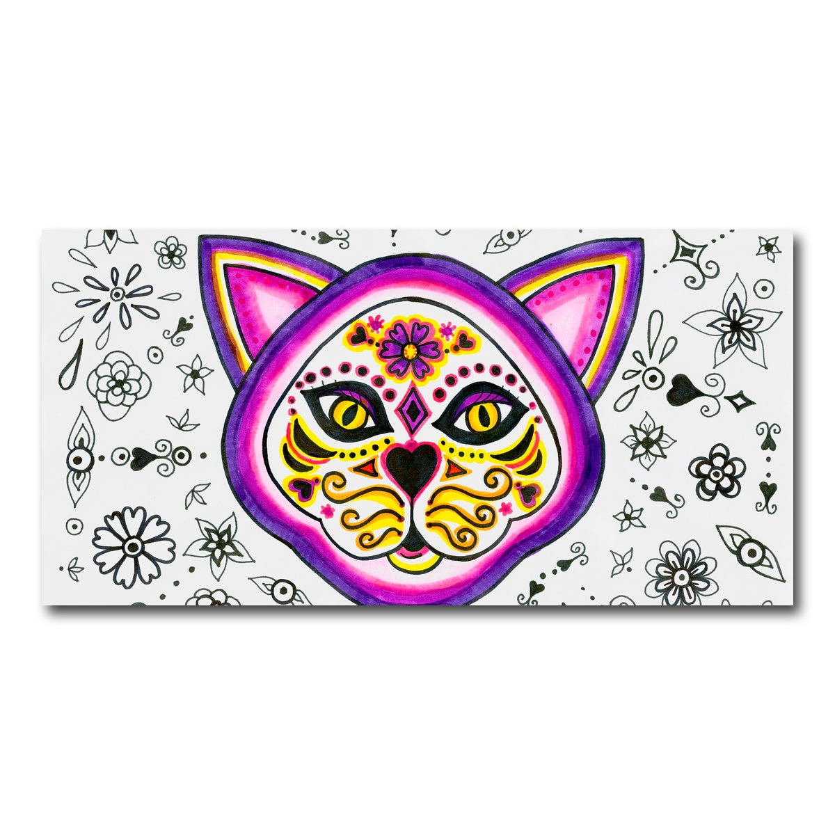 AUTO-MOCKUP WHITE | Day of the Dead Cat Skeleton | 1 Piece | Gallery Wrap Canvas | group=2x1