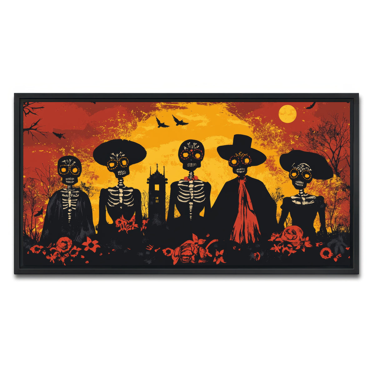 AUTO-MOCKUP WHITE | Day of the Dead Celebration | 1 Piece | Black Framed Canvas | group=2x1
