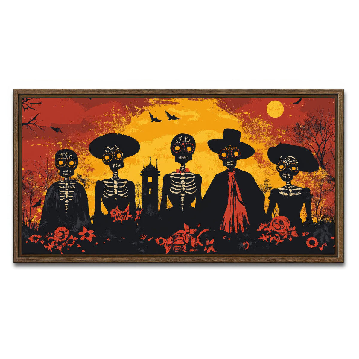 AUTO-MOCKUP WHITE | Day of the Dead Celebration | 1 Piece | Walnut Framed Canvas | group=2x1