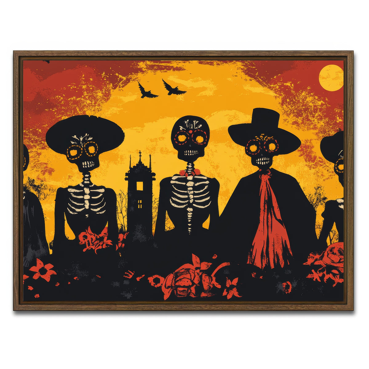 AUTO-MOCKUP WHITE | Day of the Dead Celebration | 1 Piece | Walnut Framed Canvas | group=4x3