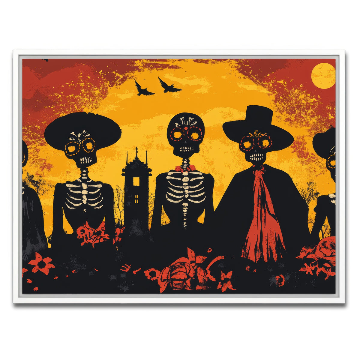 AUTO-MOCKUP WHITE | Day of the Dead Celebration | 1 Piece | White Framed Canvas | group=4x3