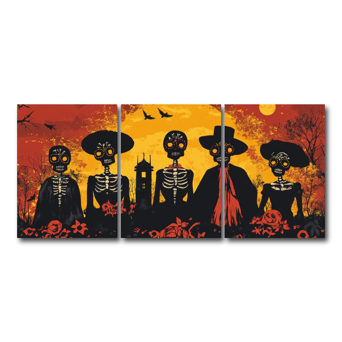 AUTO-MOCKUP WHITE | Day of the Dead Celebration | 3 Piece | Gallery Wrap Canvas | group=18x24