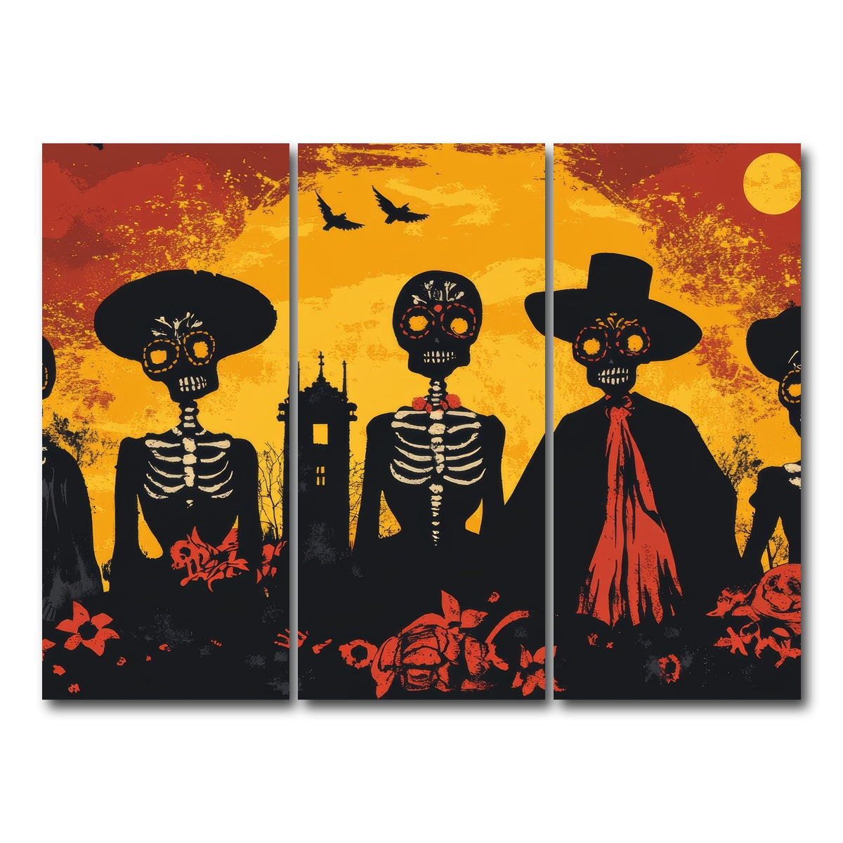 AUTO-MOCKUP WHITE | Day of the Dead Celebration | 3 Piece | Gallery Wrap Canvas | group=8x18