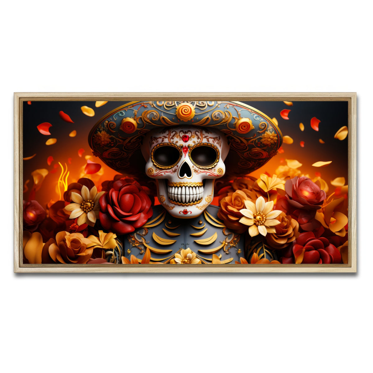 AUTO-MOCKUP WHITE | Day of the Dead Skull | 1 Piece | Natural Framed Canvas | group=2x1