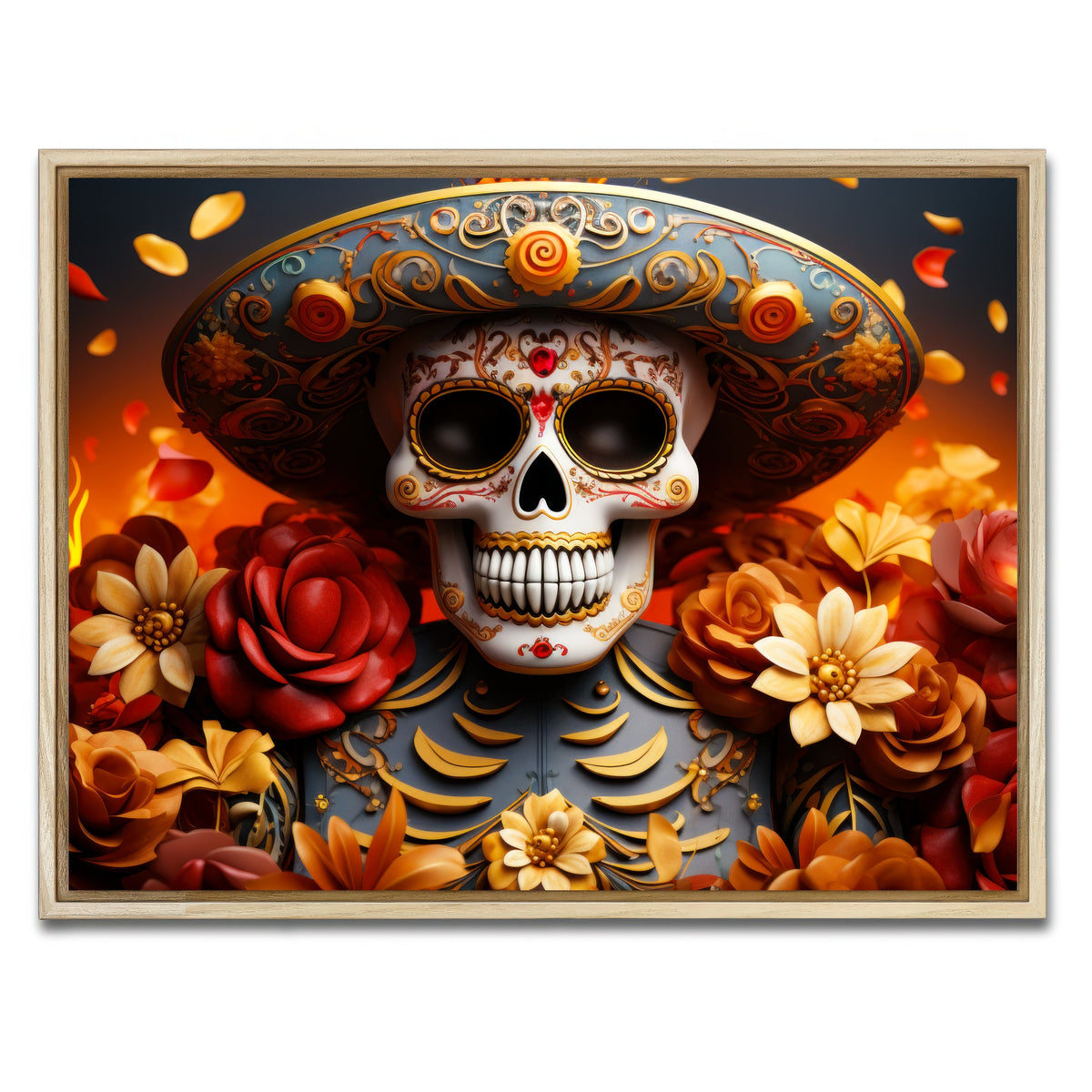 AUTO-MOCKUP WHITE | Day of the Dead Skull | 1 Piece | Natural Framed Canvas | group=4x3
