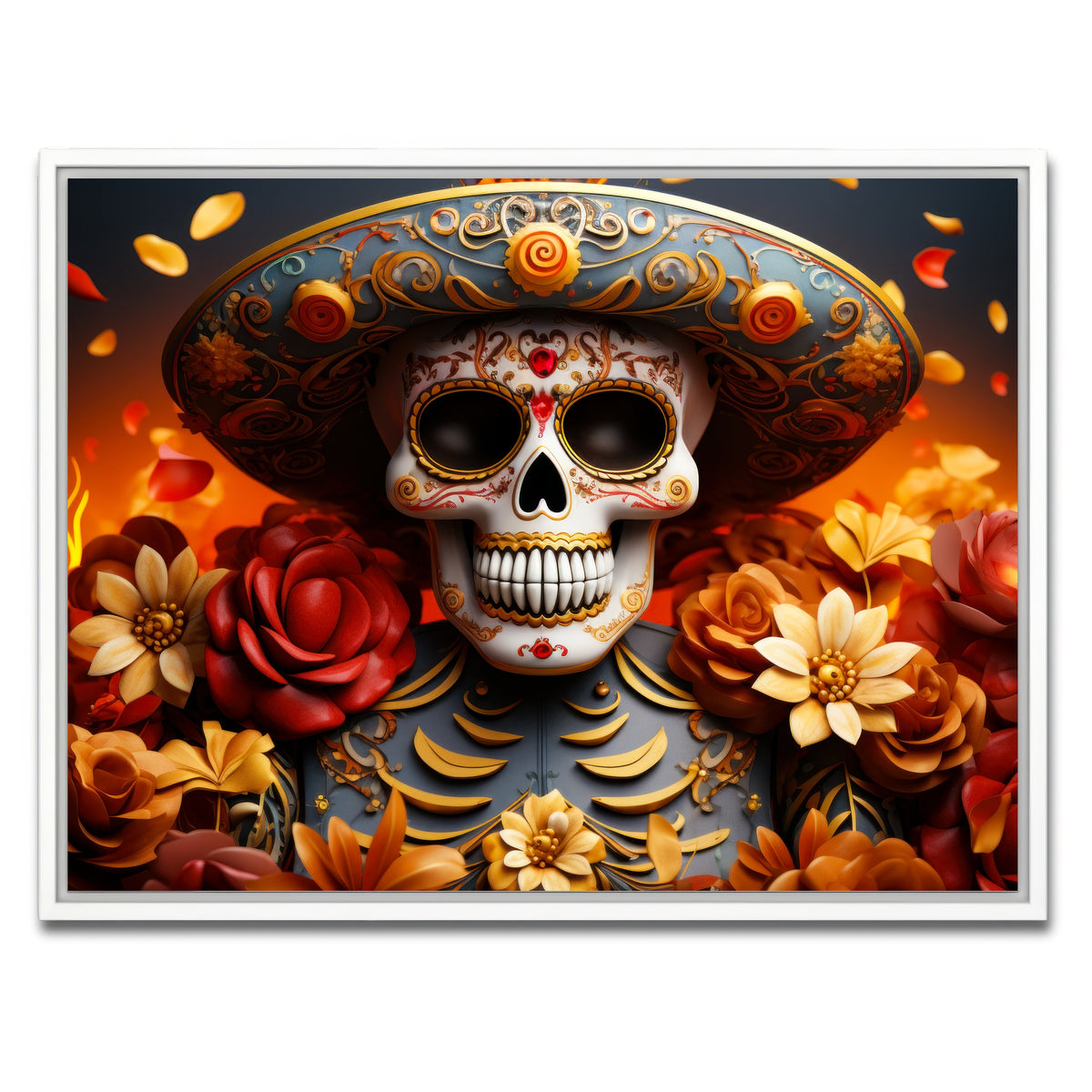 AUTO-MOCKUP WHITE | Day of the Dead Skull | 1 Piece | White Framed Canvas | group=4x3