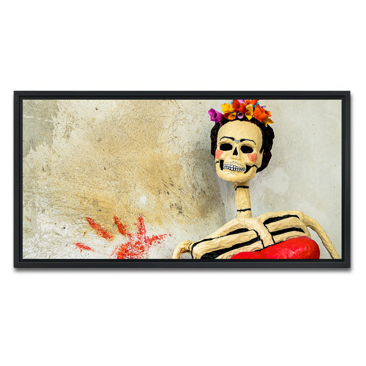 AUTO-MOCKUP WHITE | Day of the dead Catrina Skeleton | 1 Piece | Black Framed Canvas | group=2x1