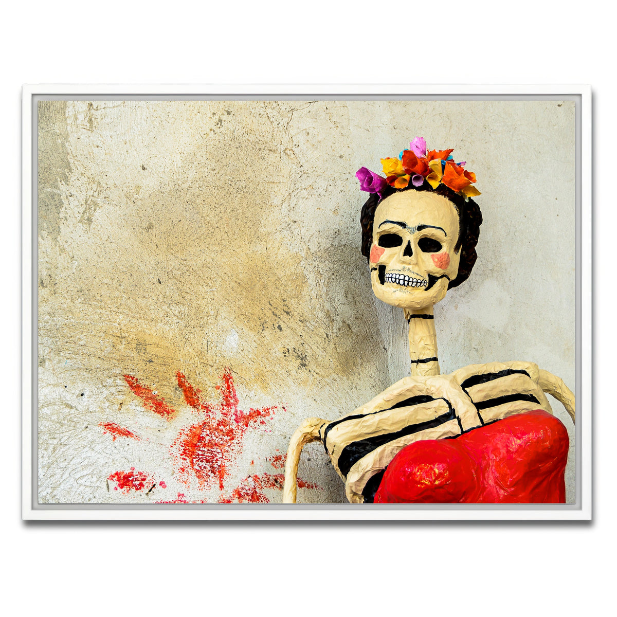 AUTO-MOCKUP WHITE | Day of the dead Catrina Skeleton | 1 Piece | White Framed Canvas | group=4x3