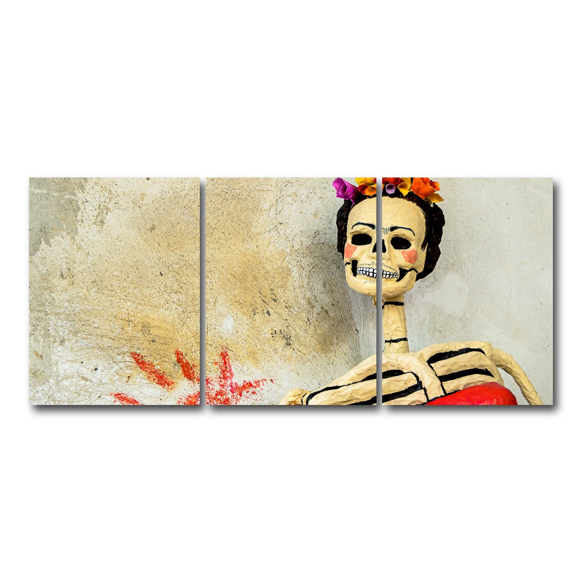 AUTO-MOCKUP WHITE | Day of the dead Catrina Skeleton | 3 Piece | Gallery Wrap Canvas | group=18x24