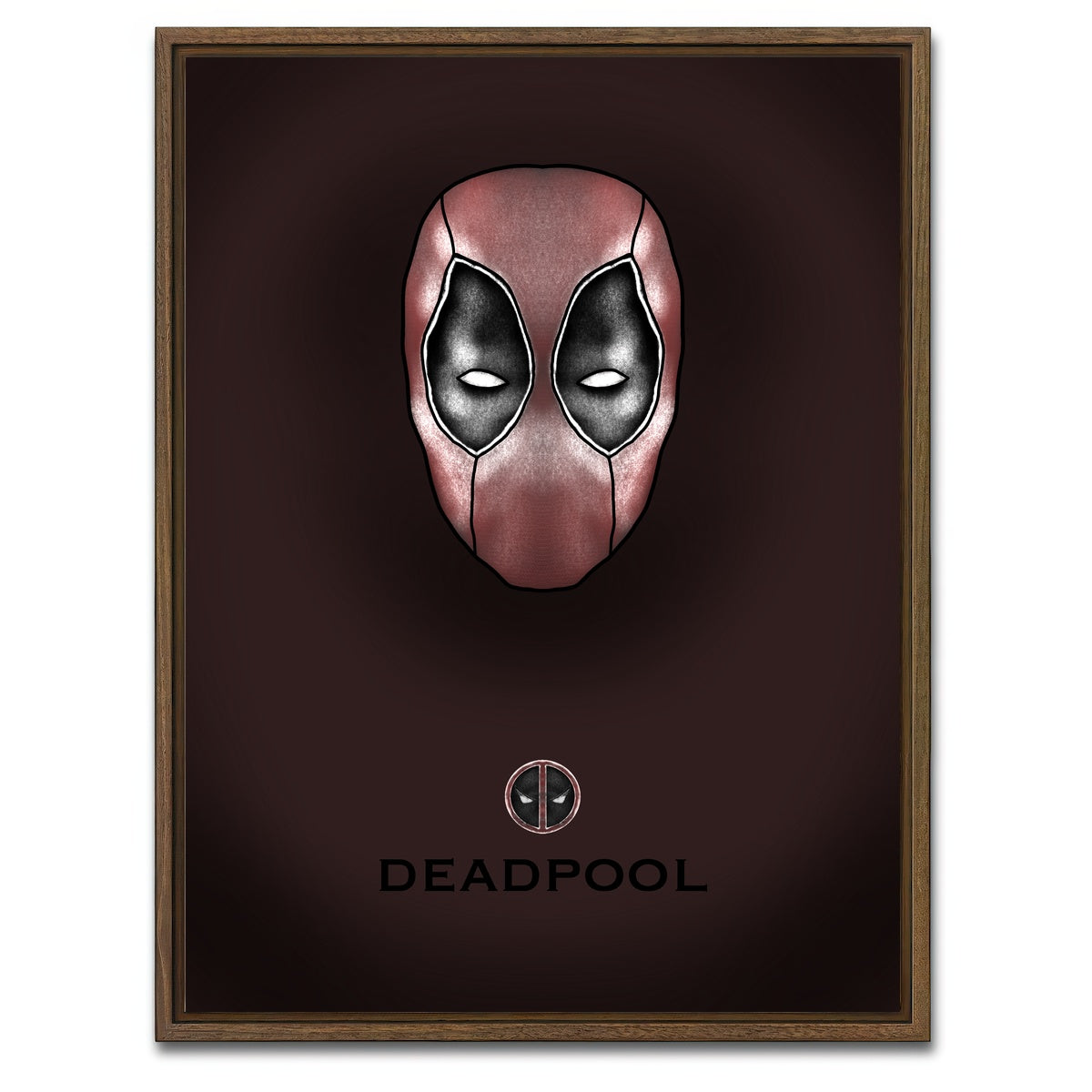 AUTO-MOCKUP WHITE | Deadpool Head | 1 Piece | Walnut Framed Canvas | group=3x4