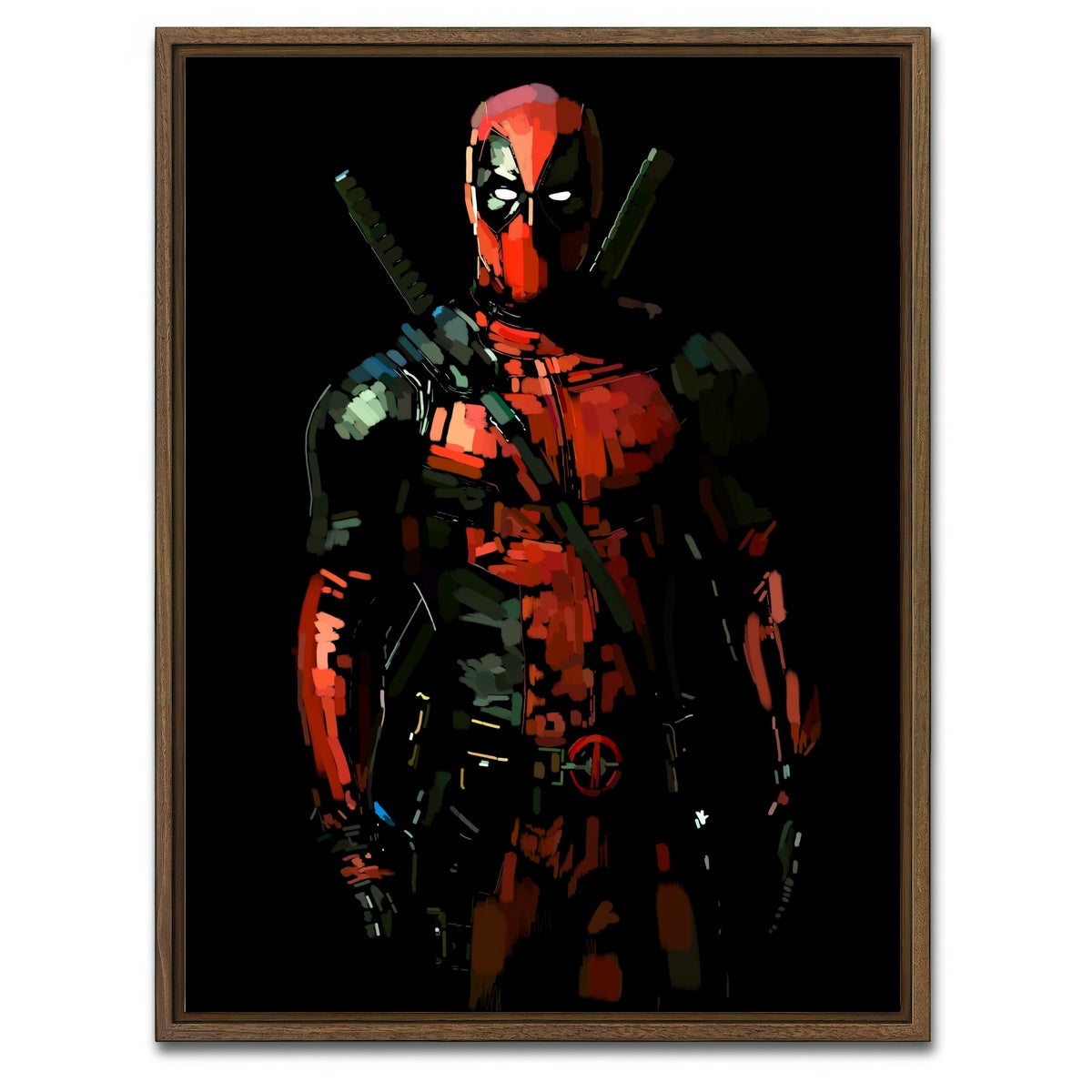 AUTO-MOCKUP WHITE | Deadpool on Black | 1 Piece | Walnut Framed Canvas | group=3x4