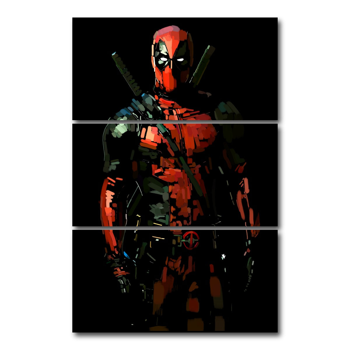 AUTO-MOCKUP WHITE | Deadpool on Black | 3 Piece | Gallery Wrap Canvas | group=12x24_stacked