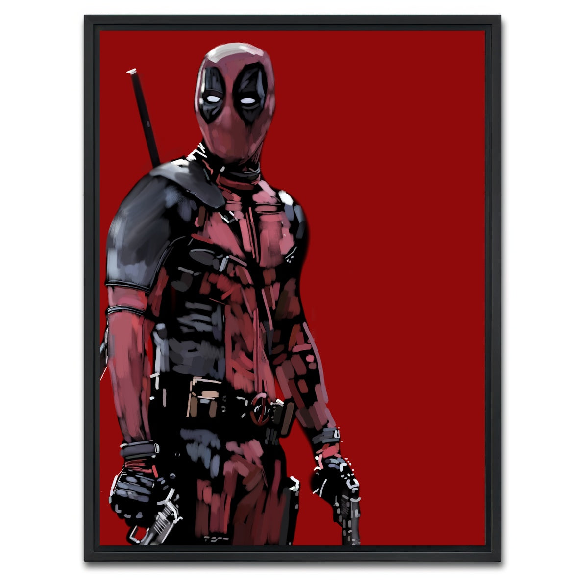 AUTO-MOCKUP WHITE | Deadpool on Red | 1 Piece | Black Framed Canvas | group=3x4