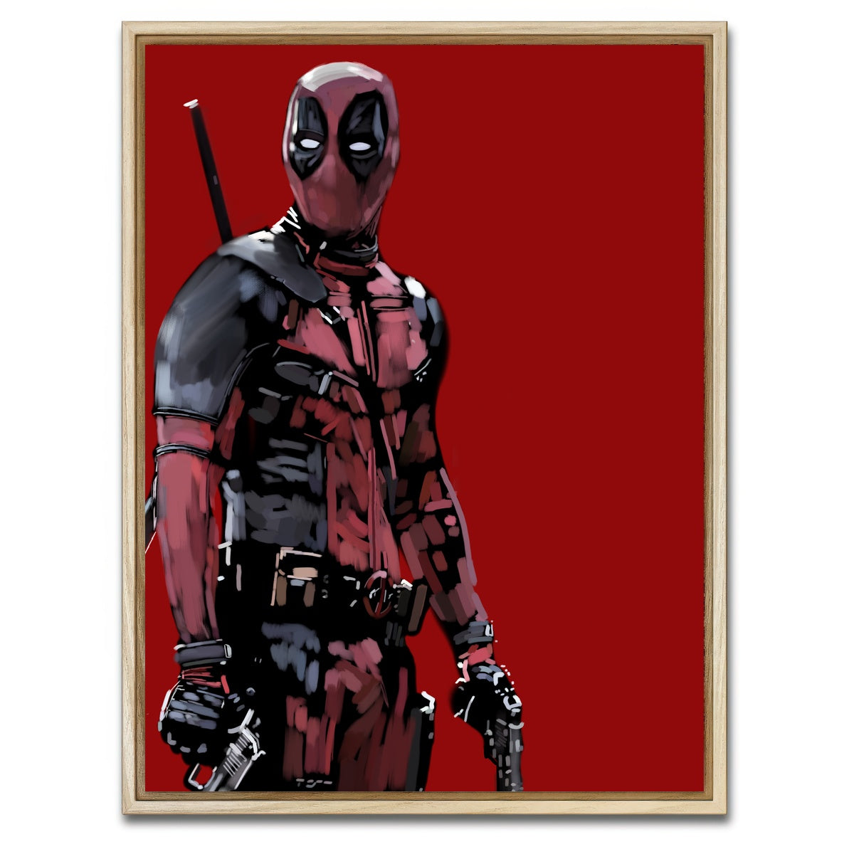 AUTO-MOCKUP WHITE | Deadpool on Red | 1 Piece | Natural Framed Canvas | group=3x4