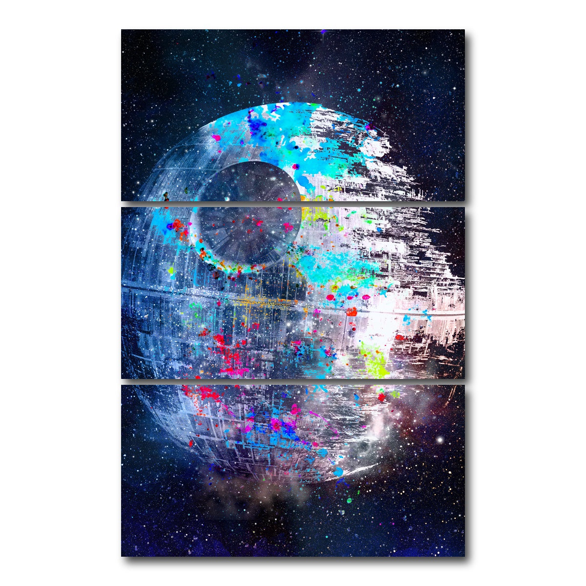 AUTO-MOCKUP WHITE | Death Star | 3 Piece | Gallery Wrap Canvas | group=12x24_stacked
