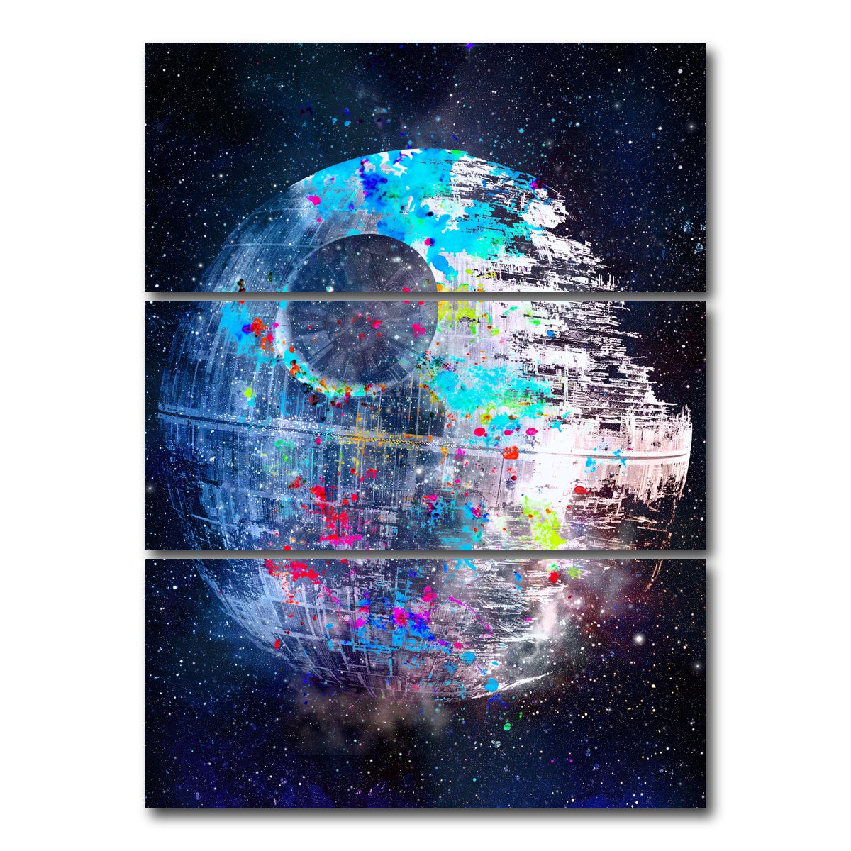 AUTO-MOCKUP WHITE | Death Star | 3 Piece | Gallery Wrap Canvas | group=8x18_stacked