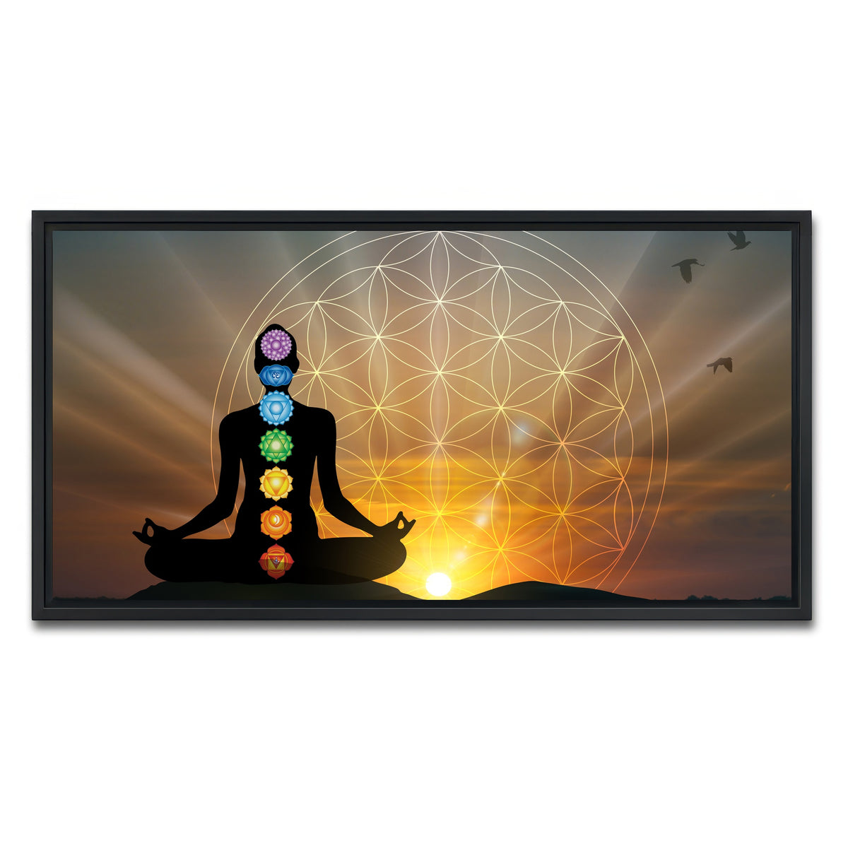AUTO-MOCKUP WHITE | Deep meditation | 1 Piece | Black Framed Canvas | group=2x1