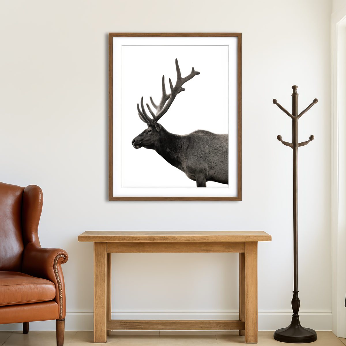 AUTO-MOCKUP ROOM | Deer Grayscale Wall Art