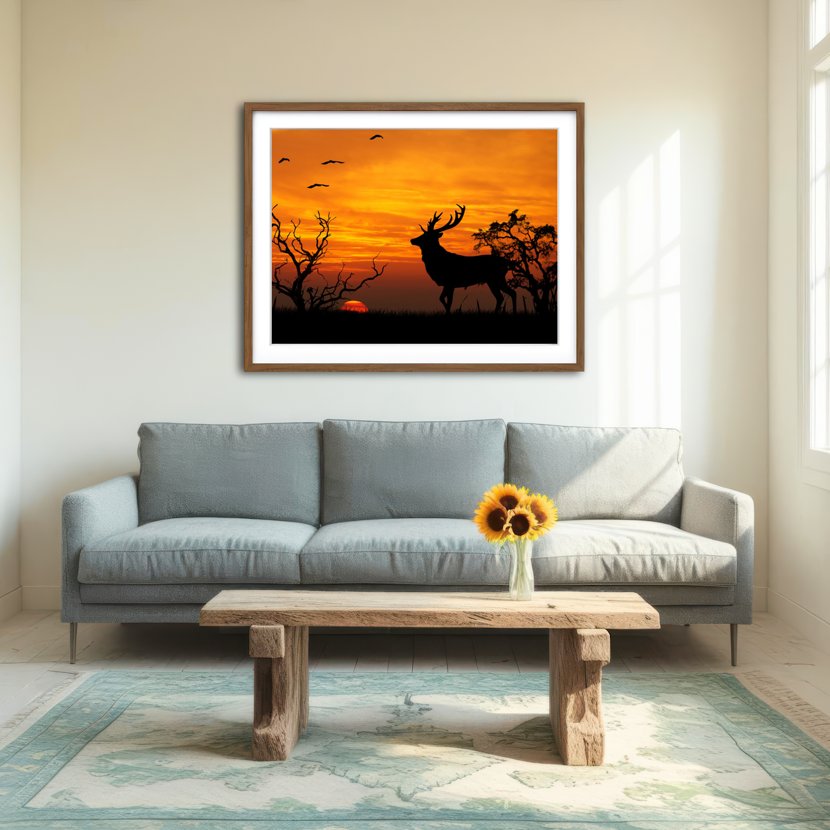 AUTO-MOCKUP ROOM | Deer In The Sunset Wall Art