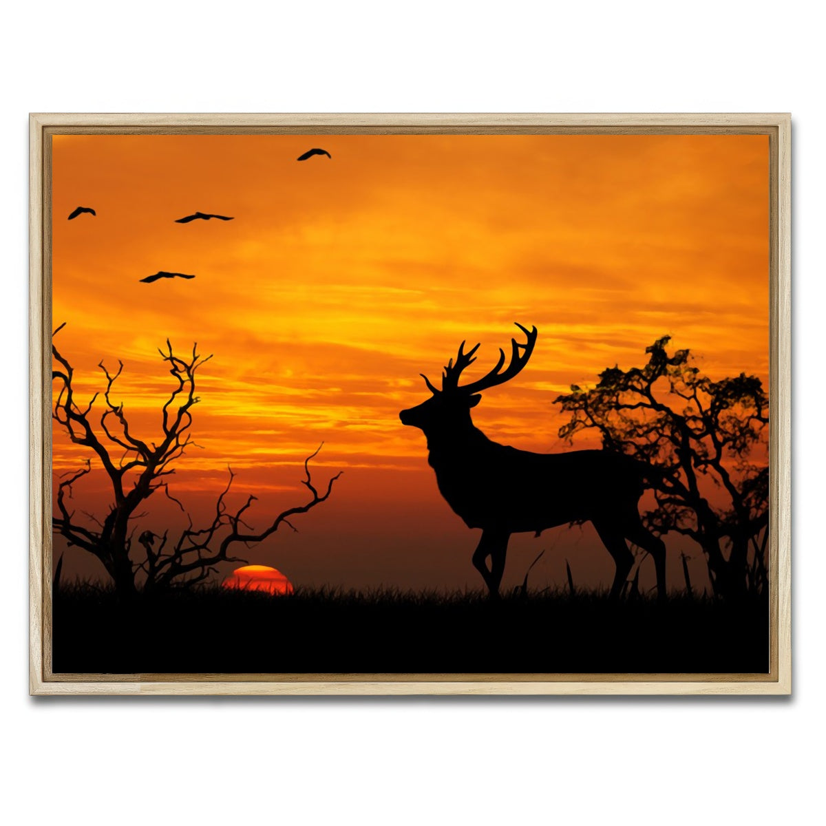AUTO-MOCKUP WHITE | Deer in the Sunset | 1 Piece | Natural Framed Canvas | group=4x3
