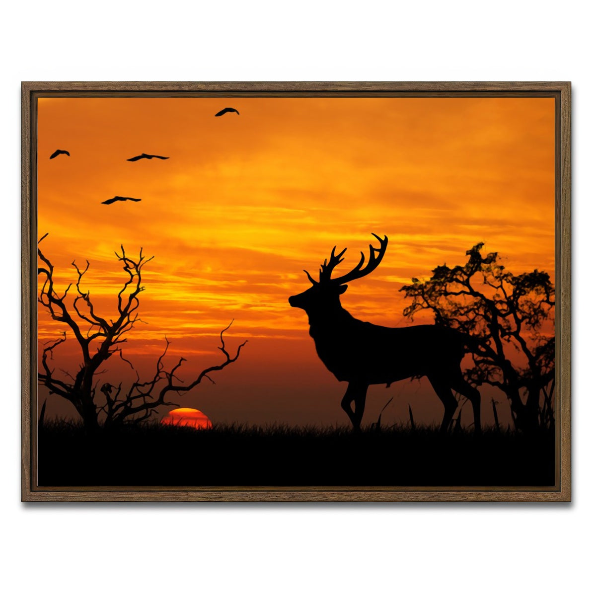 AUTO-MOCKUP WHITE | Deer in the Sunset | 1 Piece | Walnut Framed Canvas | group=4x3