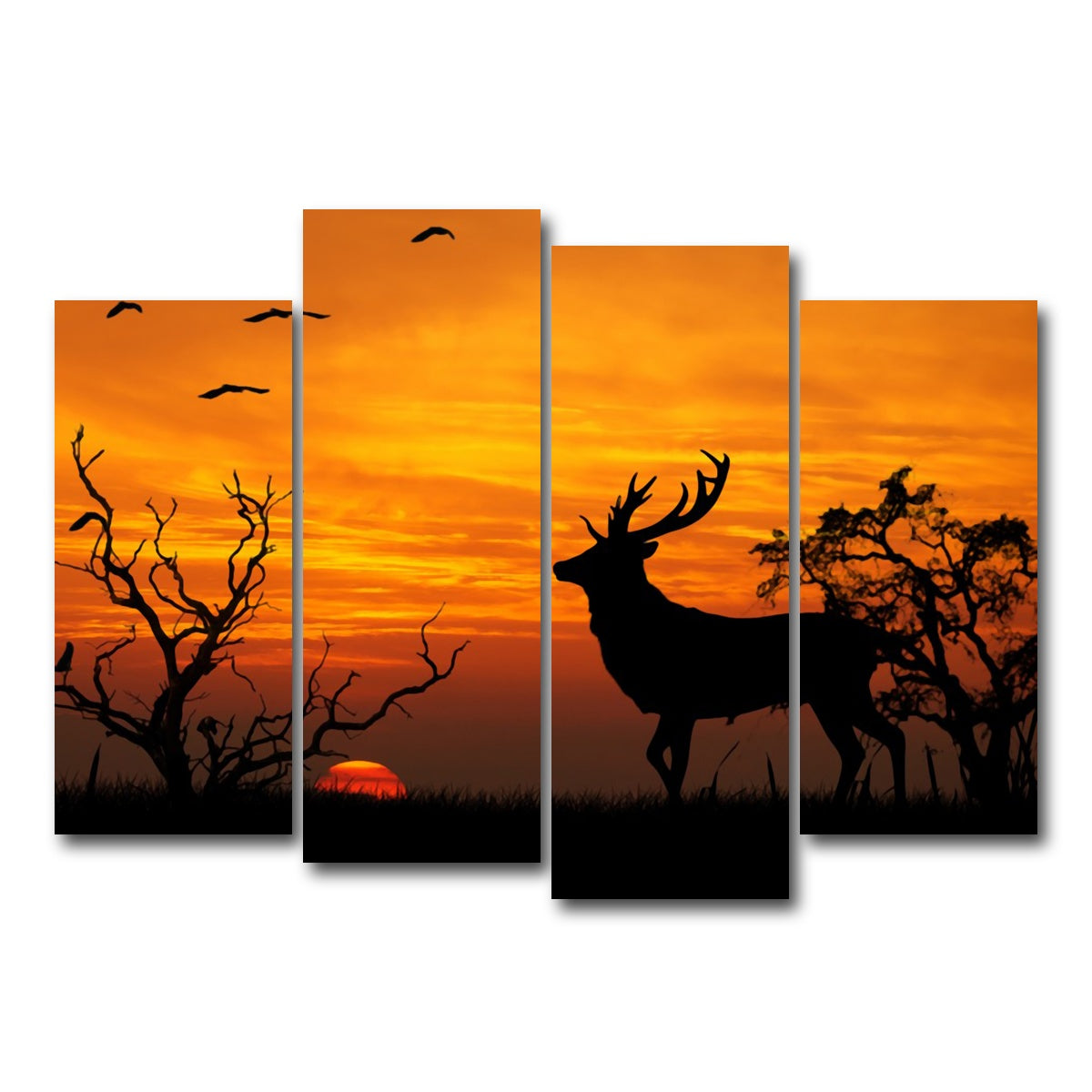 AUTO-MOCKUP WHITE | Deer in the Sunset | 4 Piece | Gallery Wrap Canvas | group=4_normal