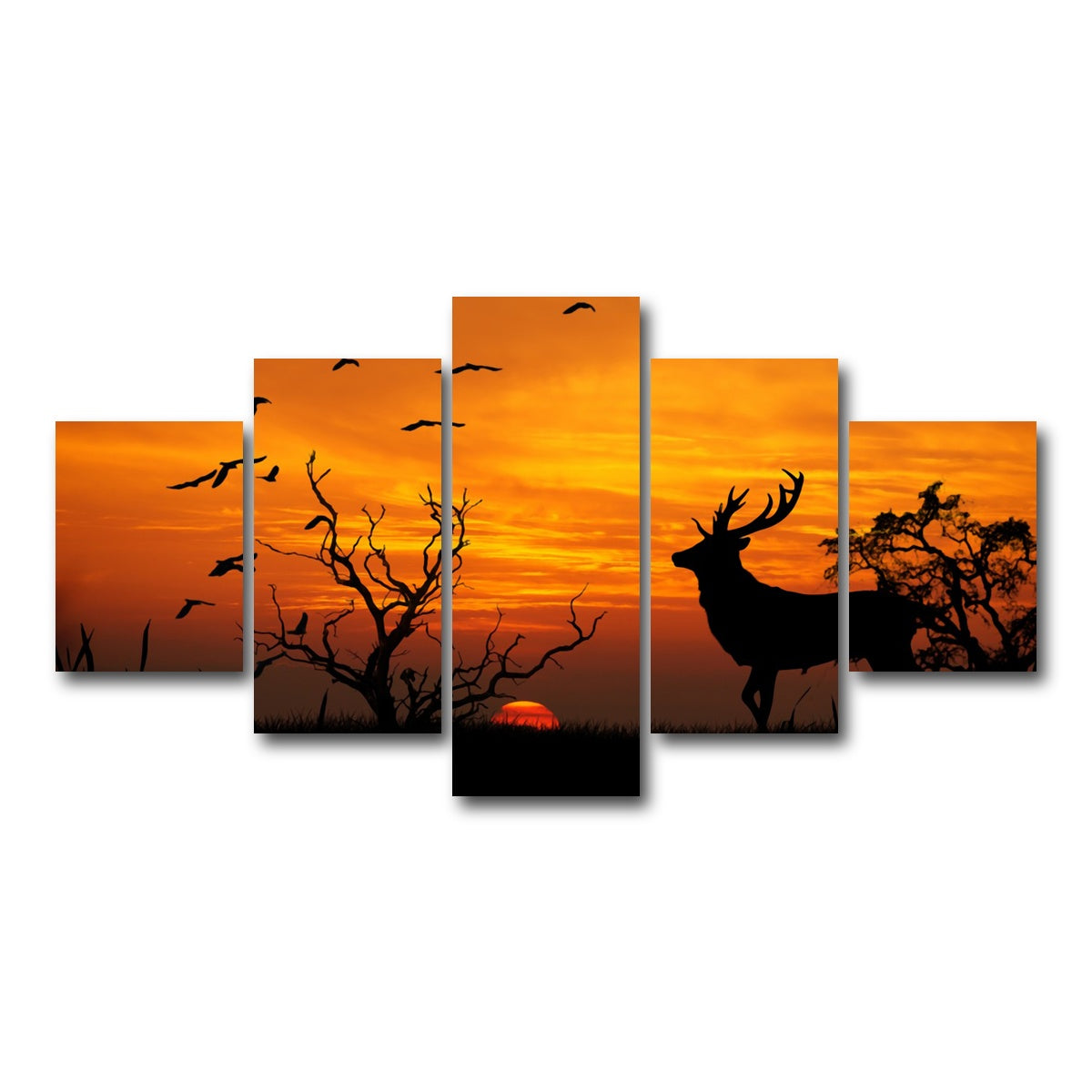 AUTO-MOCKUP WHITE | Deer in the Sunset | 5 Piece | Gallery Wrap Canvas | group=5_short