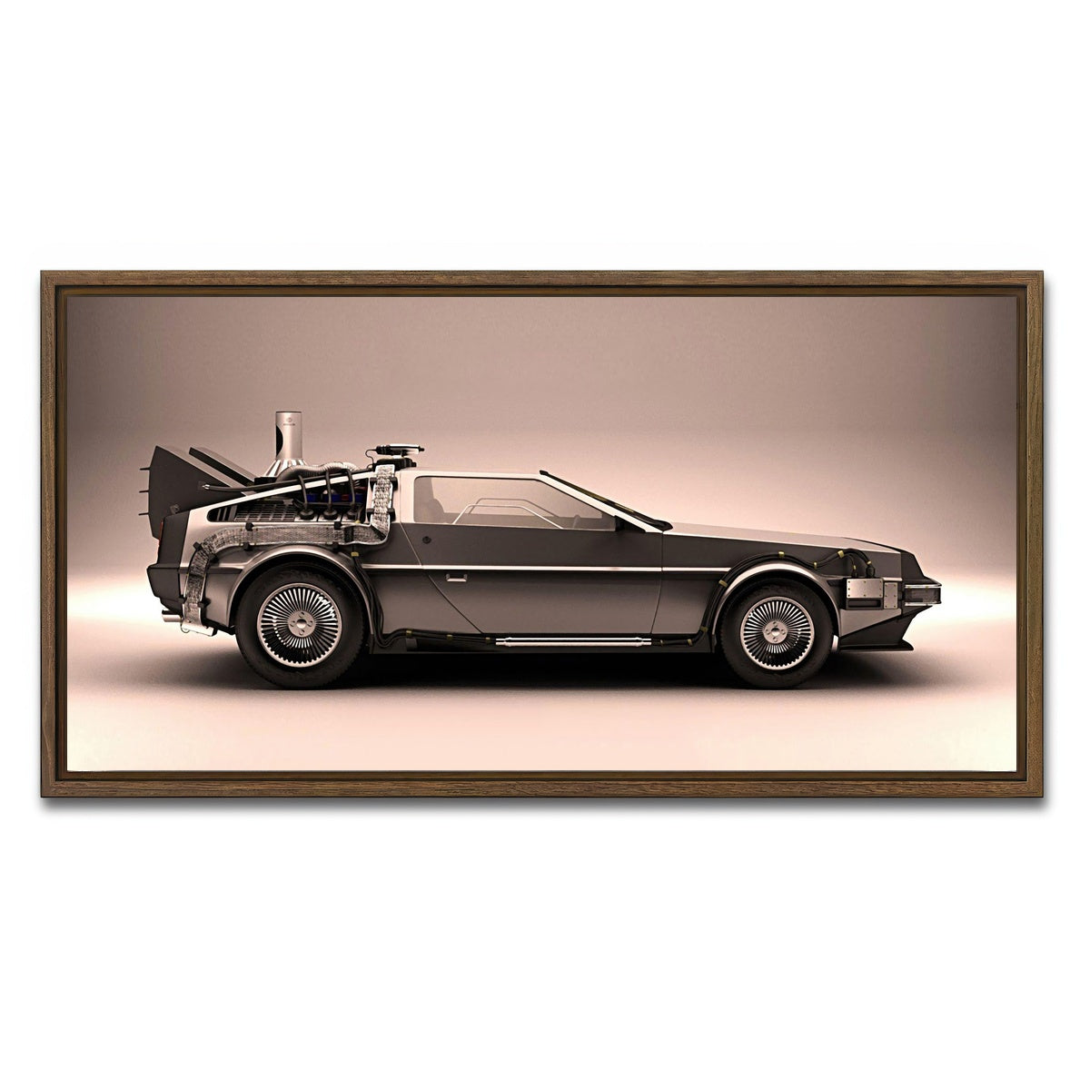 AUTO-MOCKUP WHITE | Delorean | 1 Piece | Walnut Framed Canvas | group=2x1