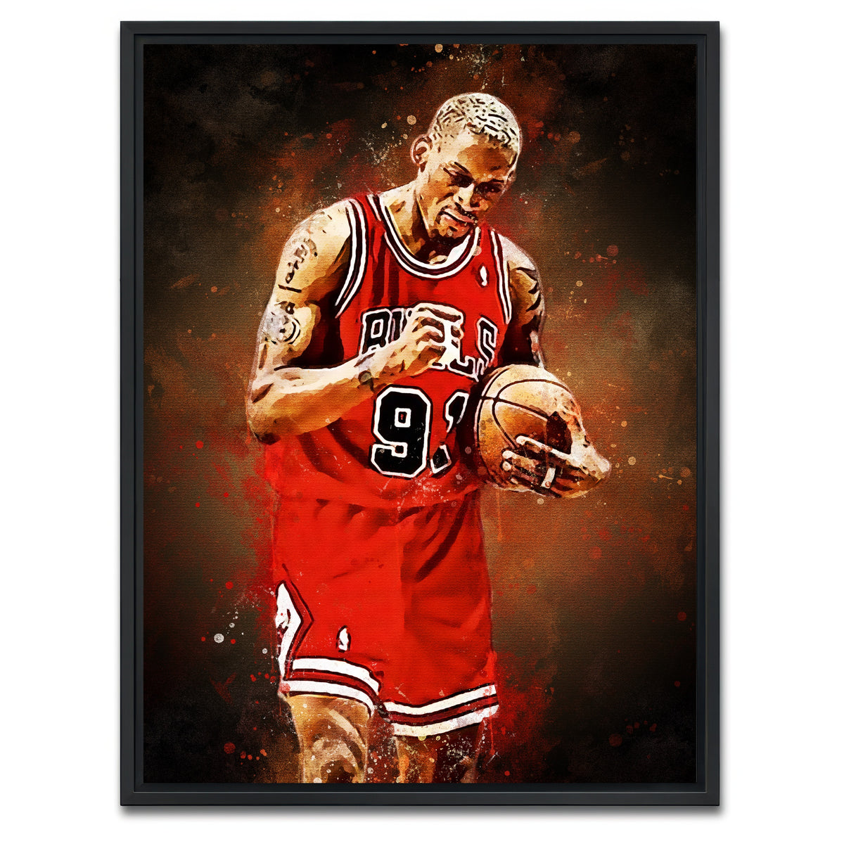 AUTO-MOCKUP WHITE | Dennis Rodman Painting | 1 Piece | Black Framed Canvas | group=3x4