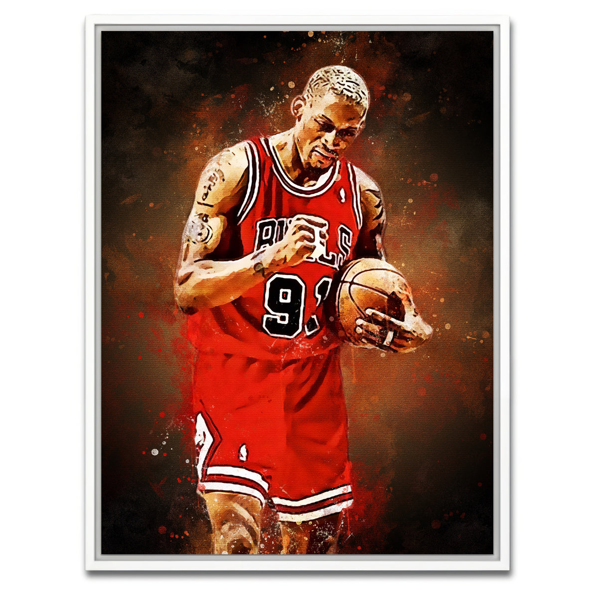 AUTO-MOCKUP WHITE | Dennis Rodman Painting | 1 Piece | White Framed Canvas | group=3x4