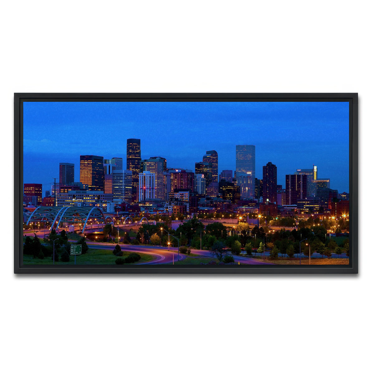 AUTO-MOCKUP WHITE | Denver Skyline | 1 Piece | Black Framed Canvas | group=2x1
