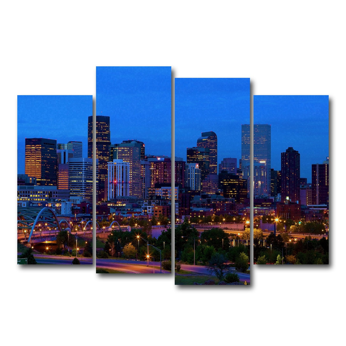 AUTO-MOCKUP WHITE | Denver Skyline | 4 Piece | Gallery Wrap Canvas | group=4_normal
