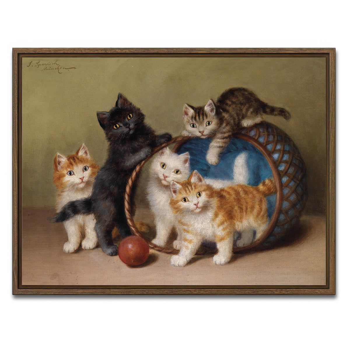 AUTO-MOCKUP WHITE | Der Rote Ball | 1 Piece | Walnut Framed Canvas | group=4x3